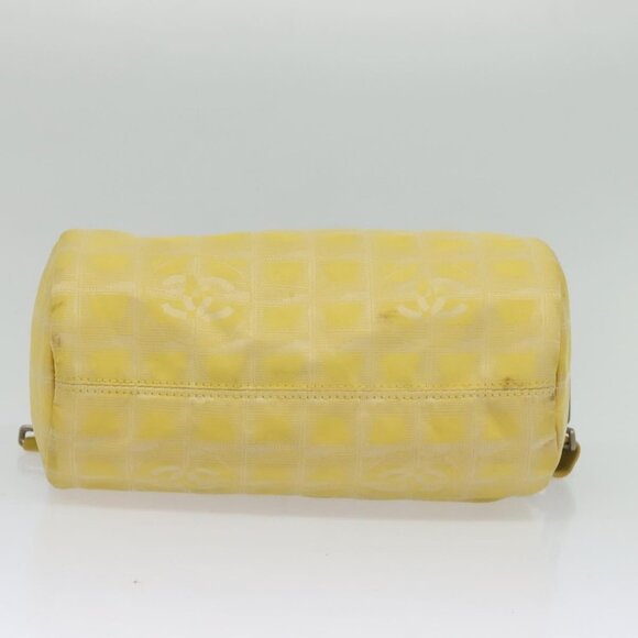 CHANEL New Travel Shoulder Bag Nylon Yellow Silver CC Auth - Picture 11 of 15